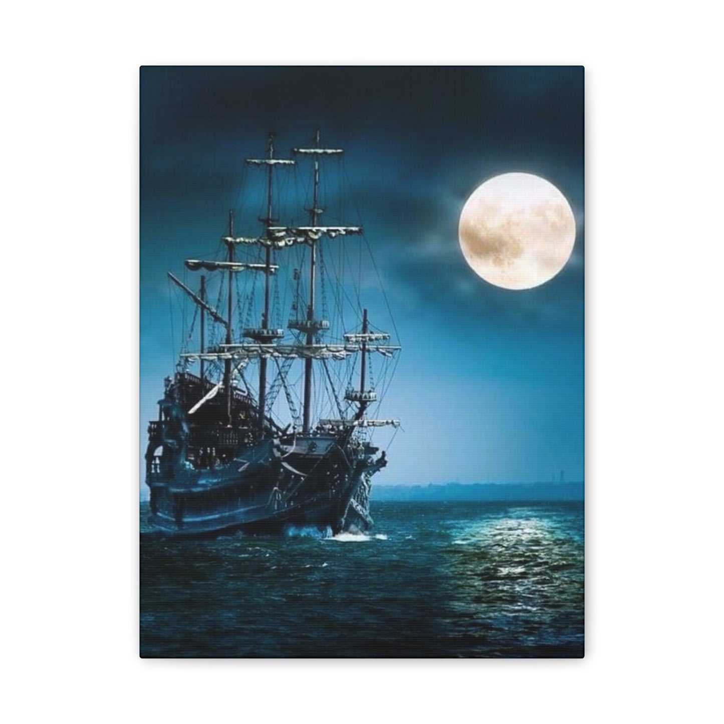 At Sea by Moonlight - Canvas Stretched, 0.75"