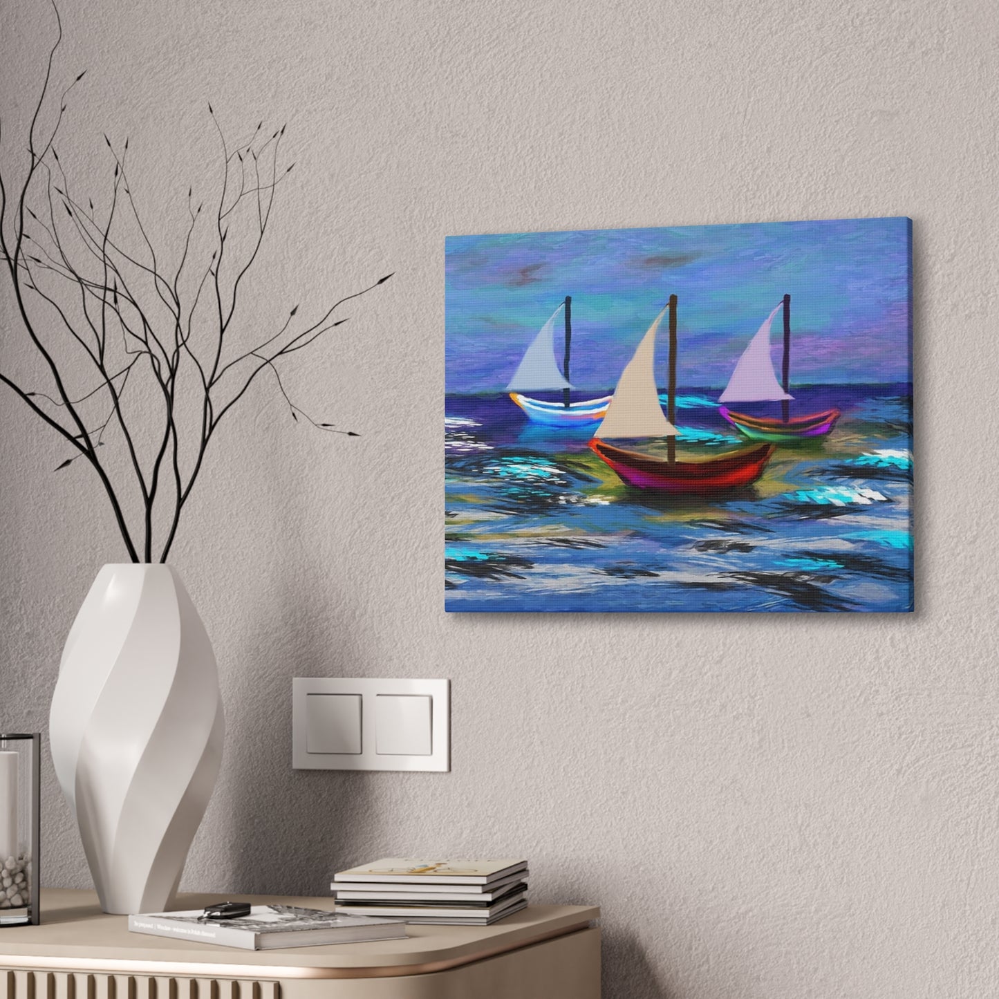 Sail Boats - Pastel _ Canvas Stretched, 0.75"