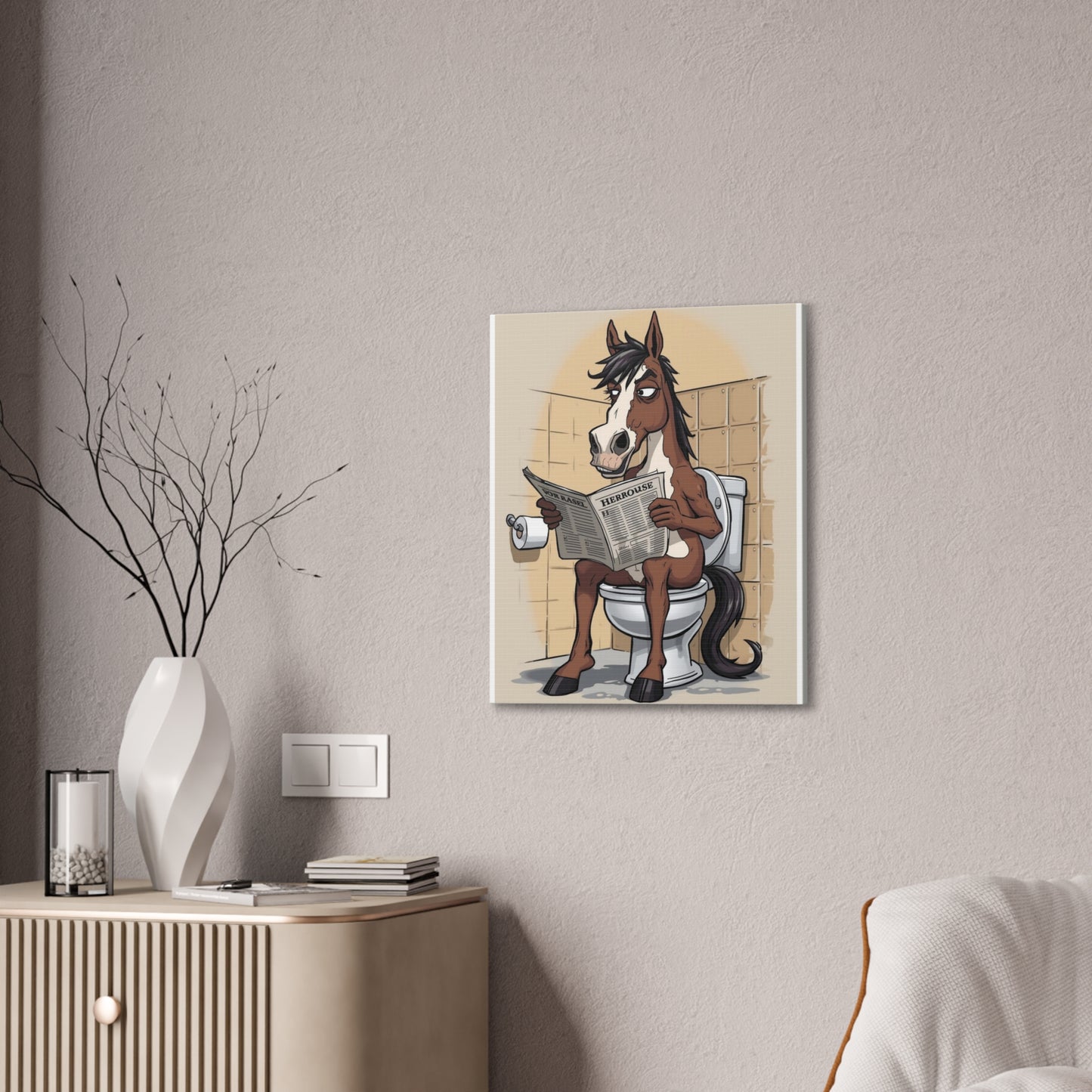 Horse on the can - Canvas Stretched, 0.75" - Wall Art 2026 - Bathroom Humor