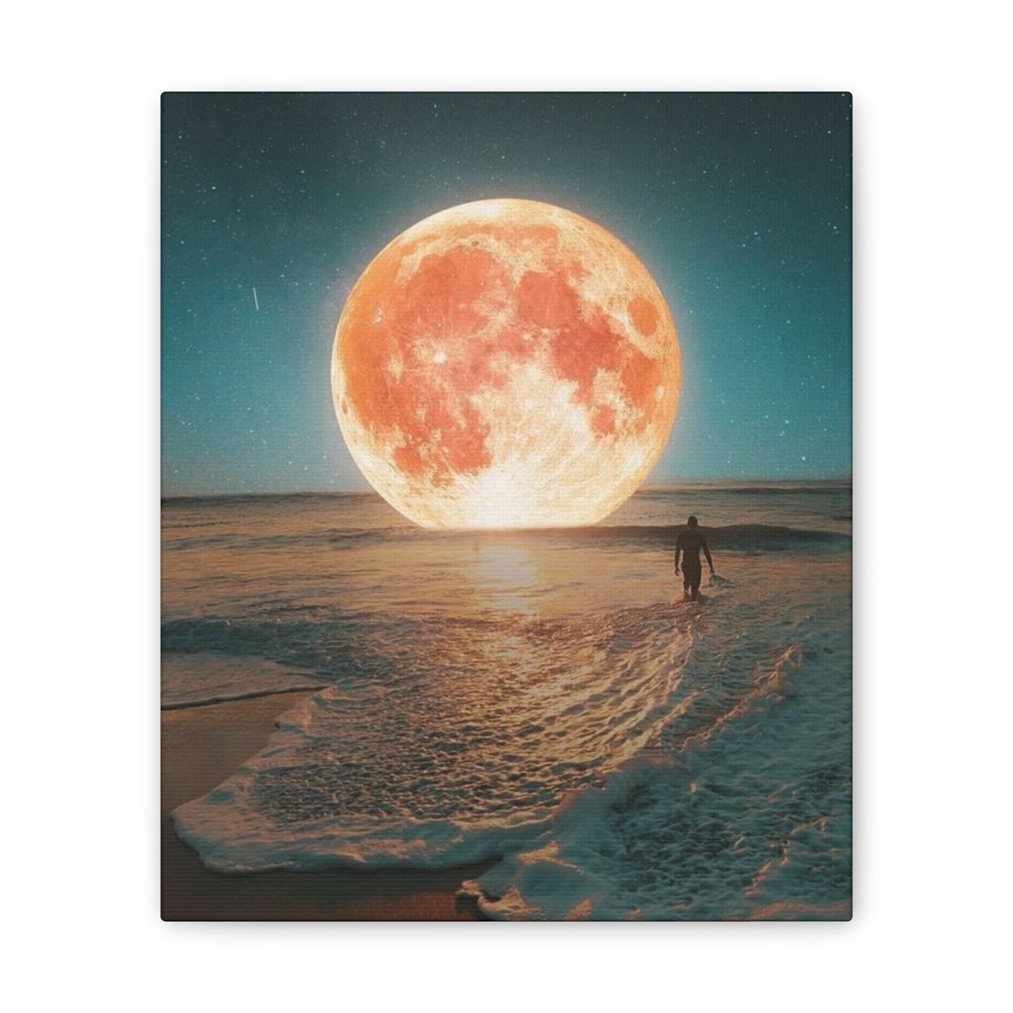 Moon on the water - Canvas Stretched, 0.75"