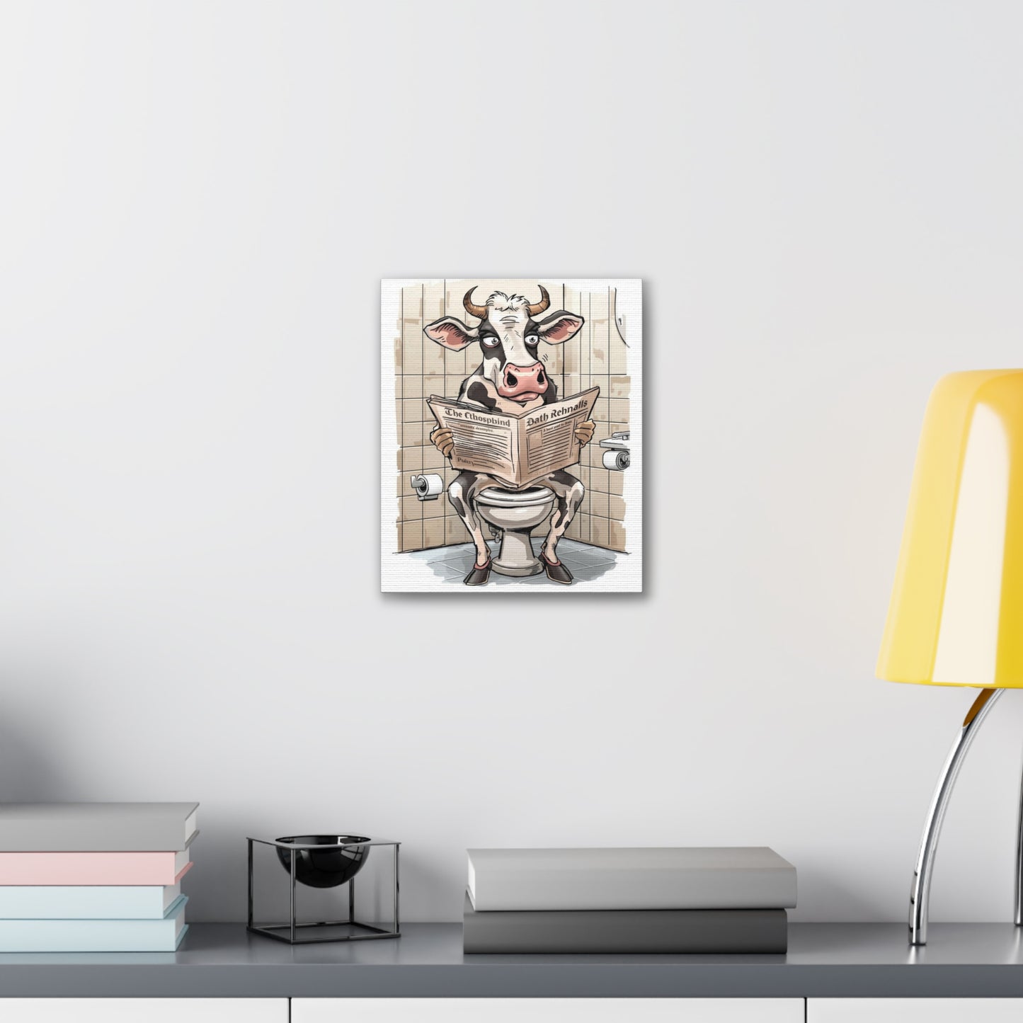 Steer in the John - Canvas Stretched, 0.75" - Wall Art 2026 - Bathroom Humor