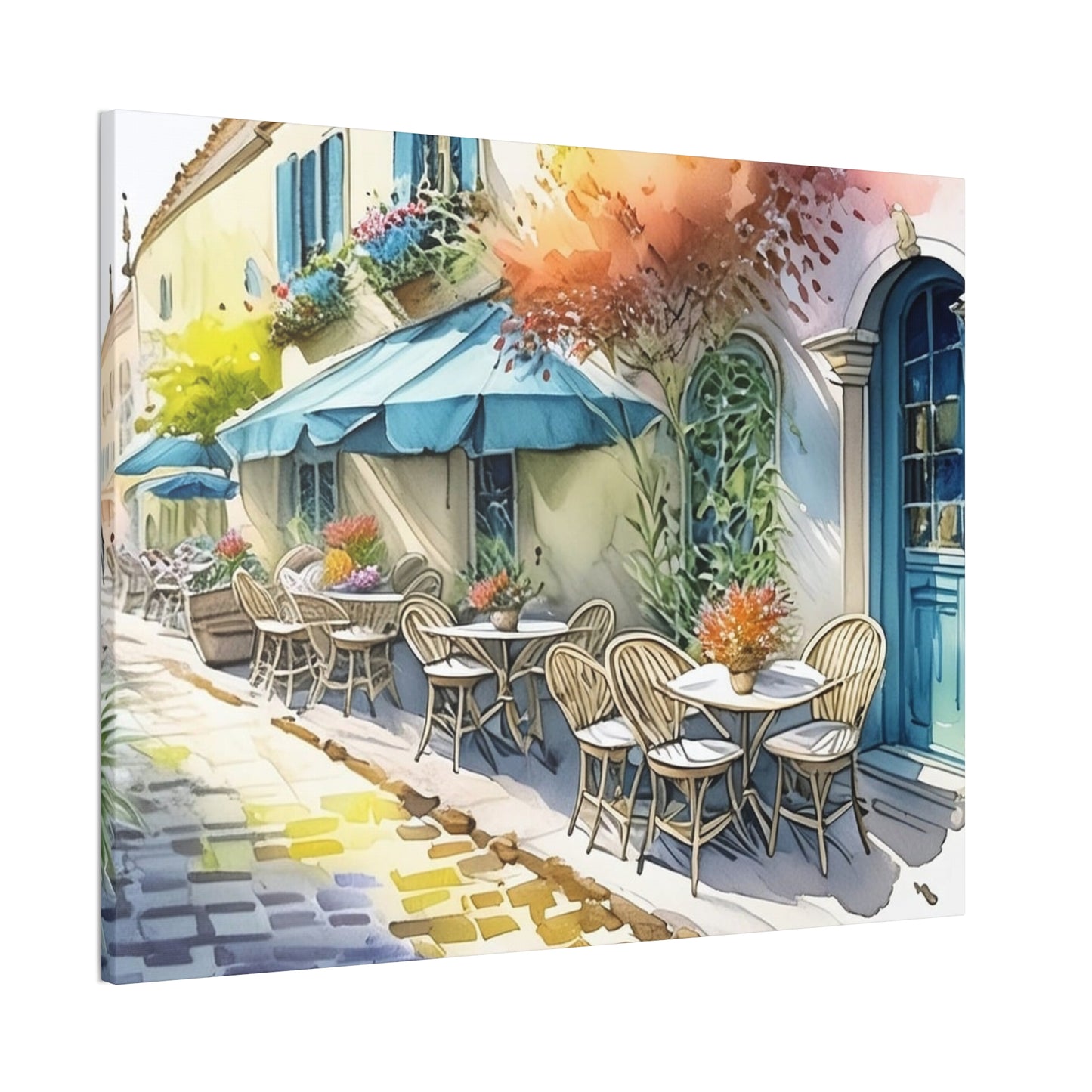 Street Cafe - Canvas Stretched, 0.75"