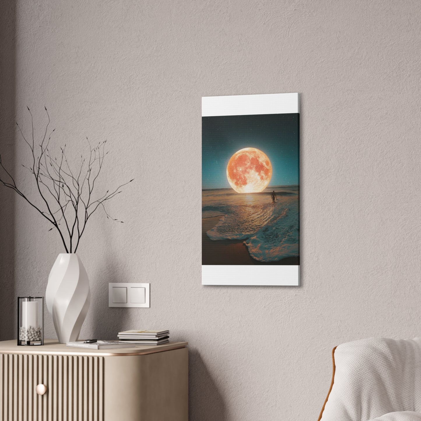 Moon on the water - Canvas Stretched, 0.75"