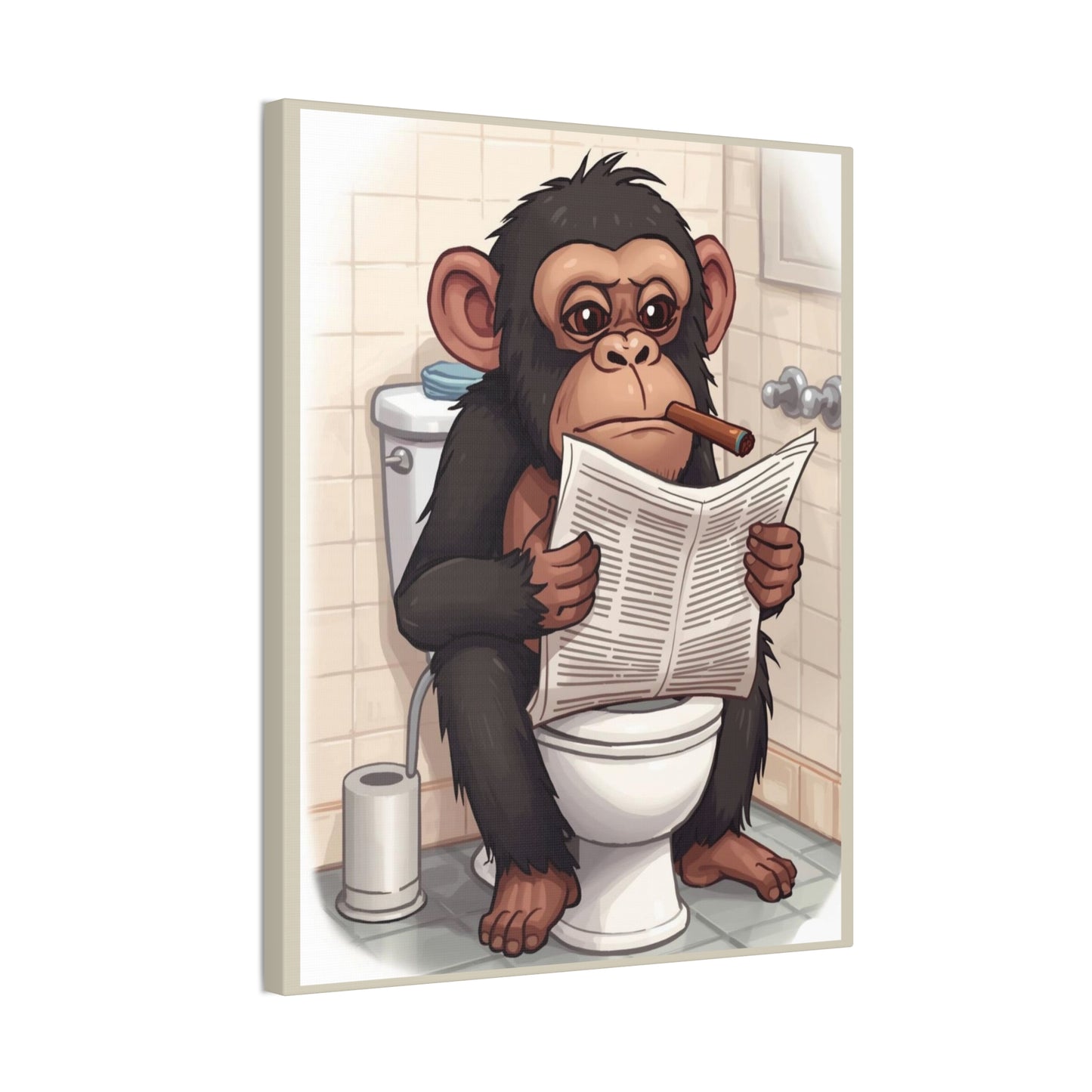Chimp on the pot - Canvas Stretched, 0.75" - Wall Art 2026 - Bathroom Humor