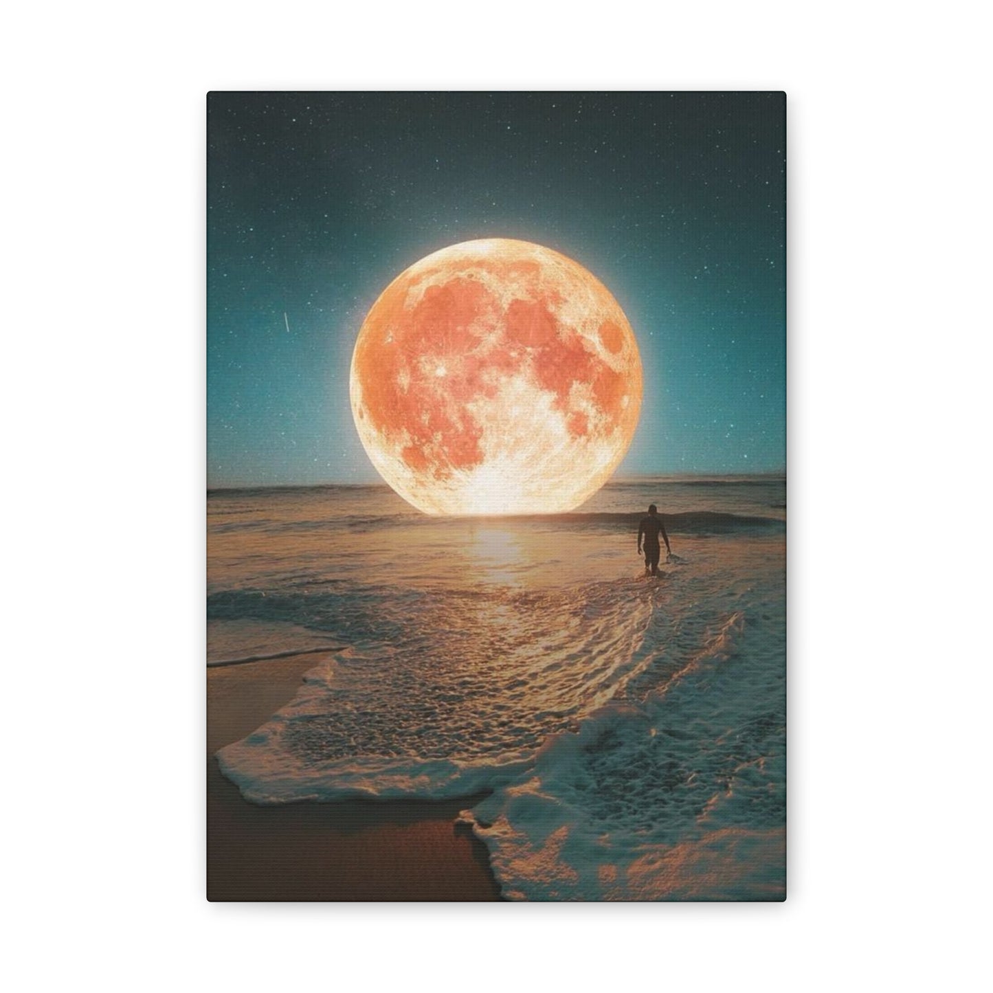 Moon on the water - Canvas Stretched, 0.75"