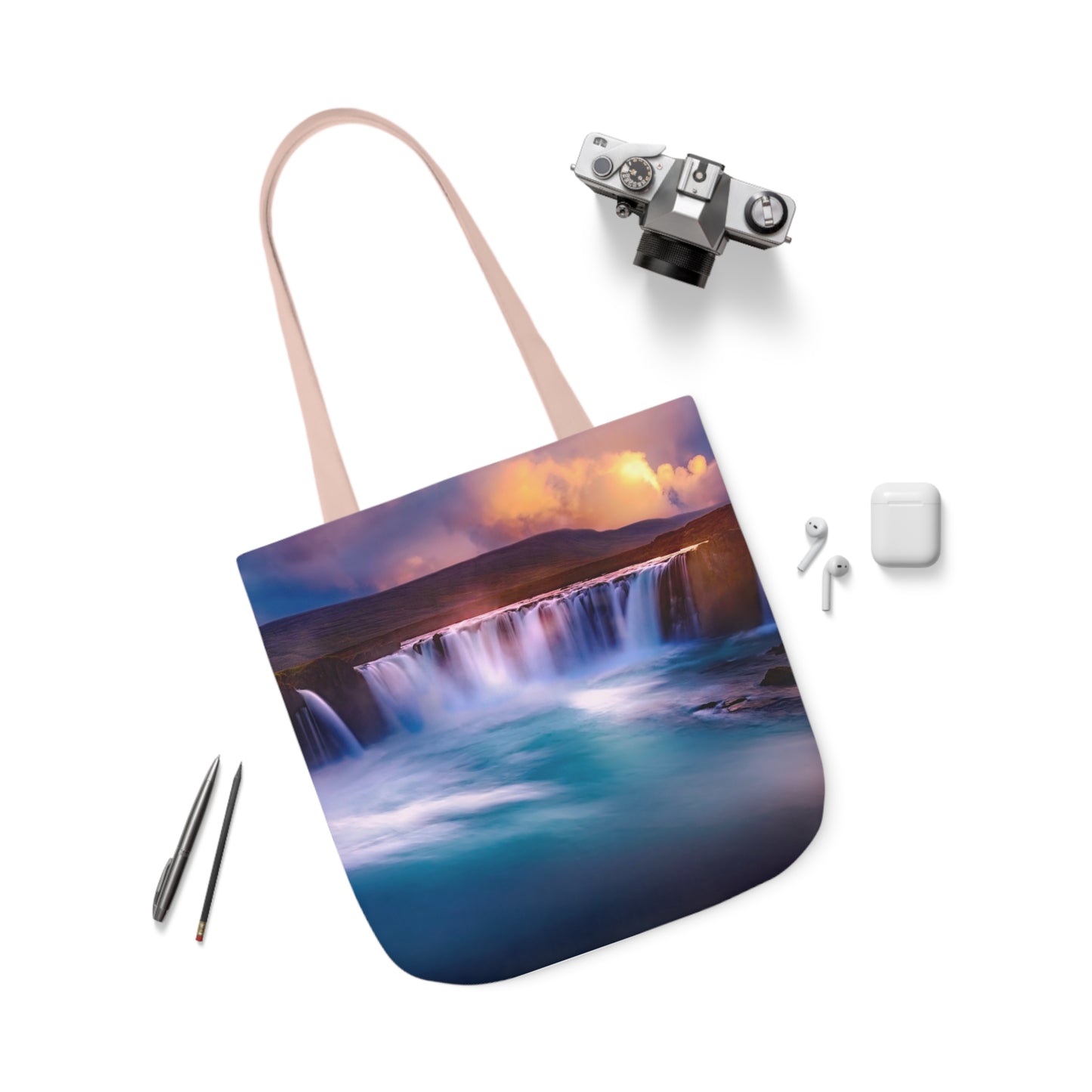 Waterfall - Canvas Tote Bag, 5-Color Straps