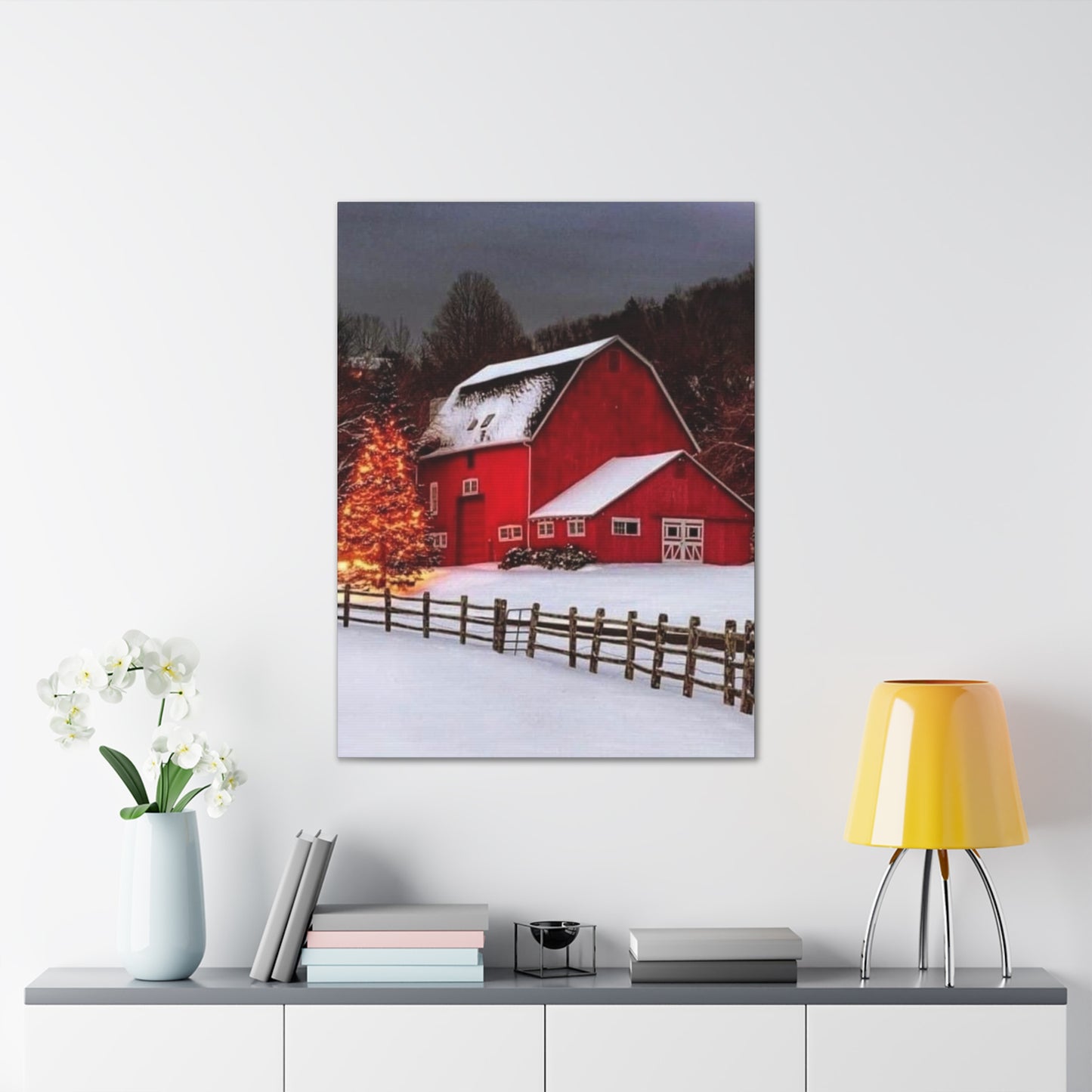 Barn in Winter - Canvas Stretched, 0.75"