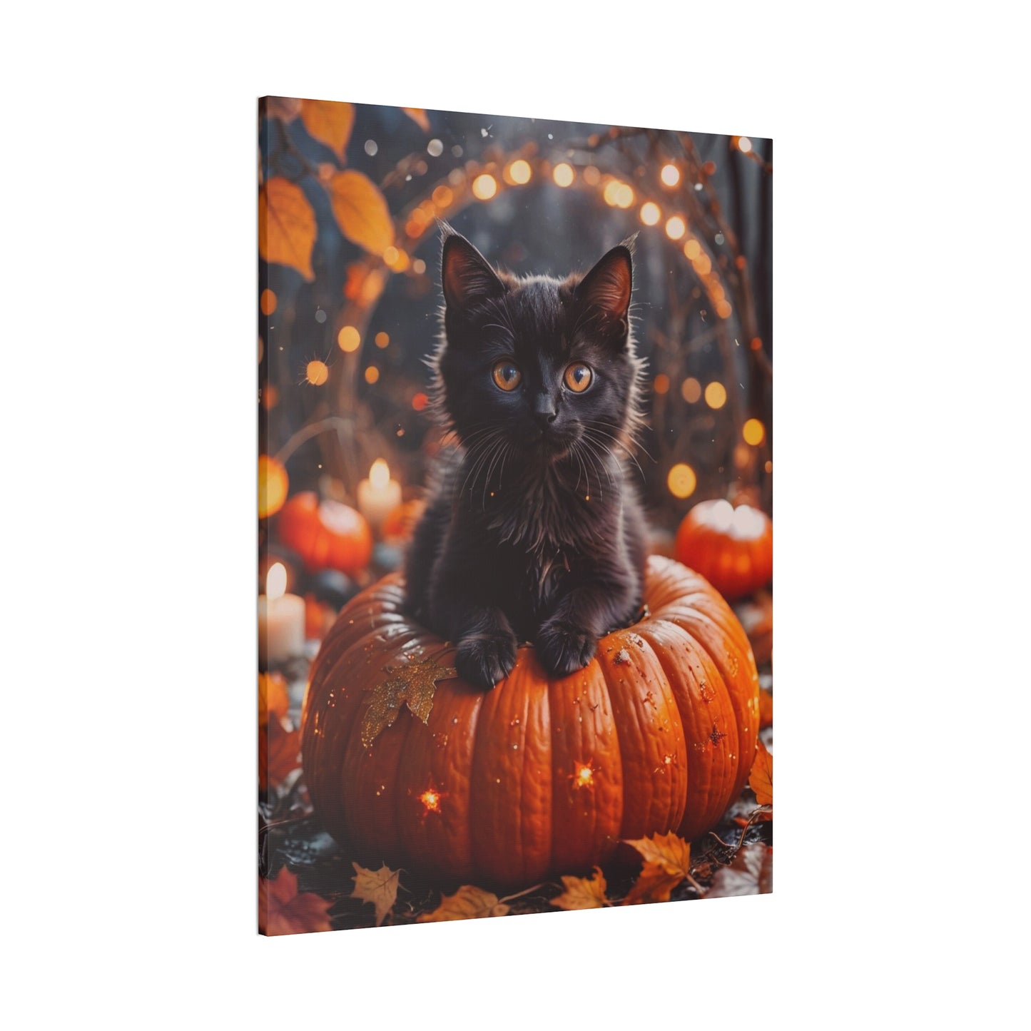 Kitty in Pumkin - Canvas Stretched, 0.75" - Halloween