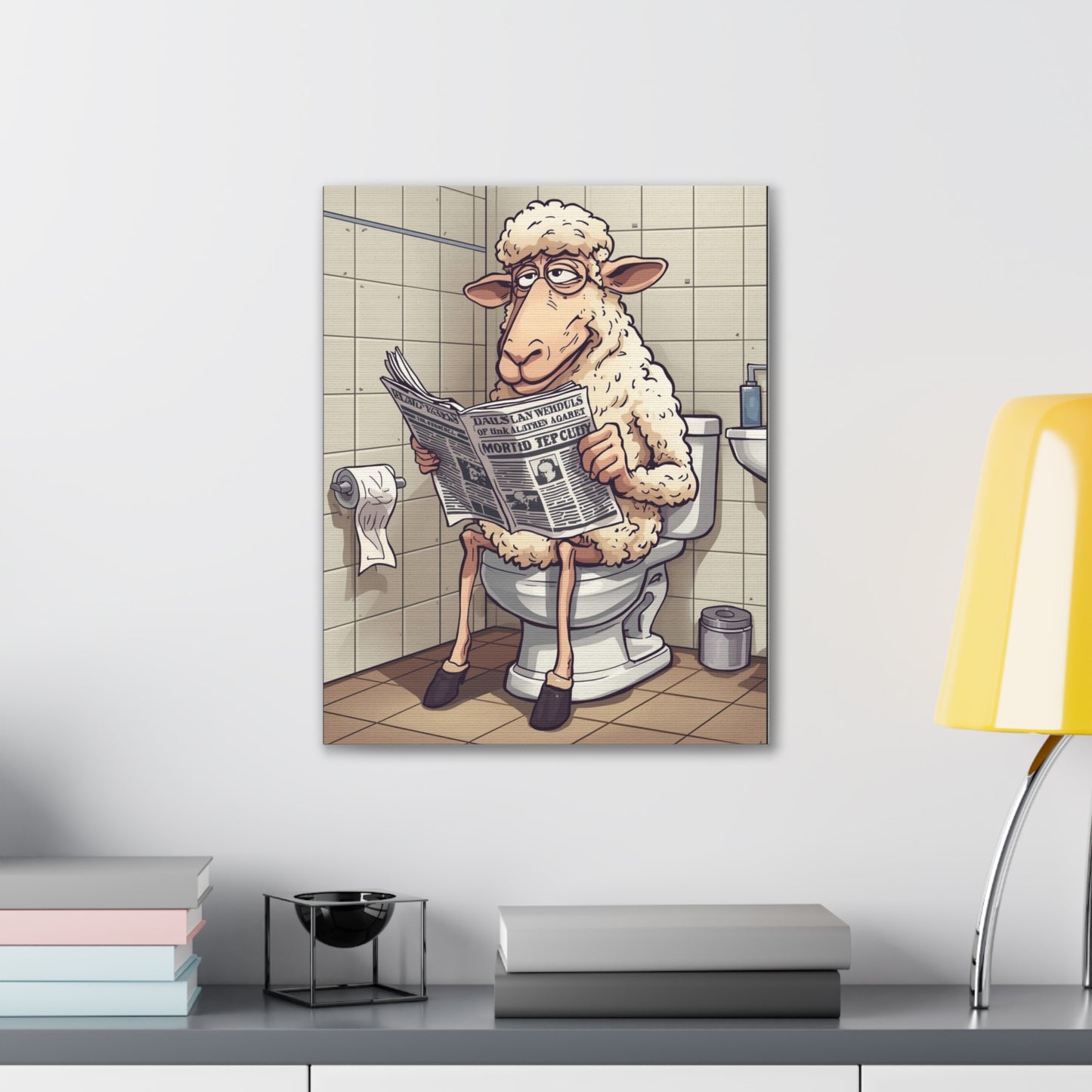 Sheep in the John - Canvas Stretched, 0.75" - Wall Art 2026 - Bathroom Humor