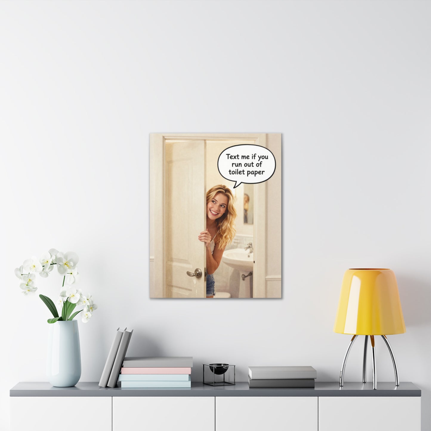 Text Me - Canvas Stretched, 0.75"- Wall Art 2026 - Bathroom Humor