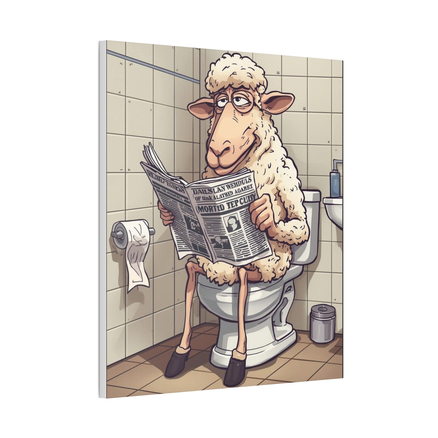 Sheep in the John - Canvas Stretched, 0.75" - Wall Art 2026 - Bathroom Humor