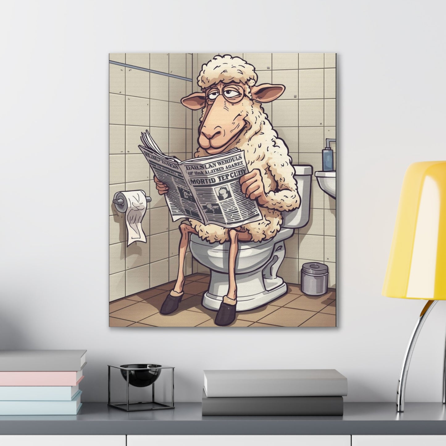 Sheep in the John - Canvas Stretched, 0.75" - Wall Art 2026 - Bathroom Humor