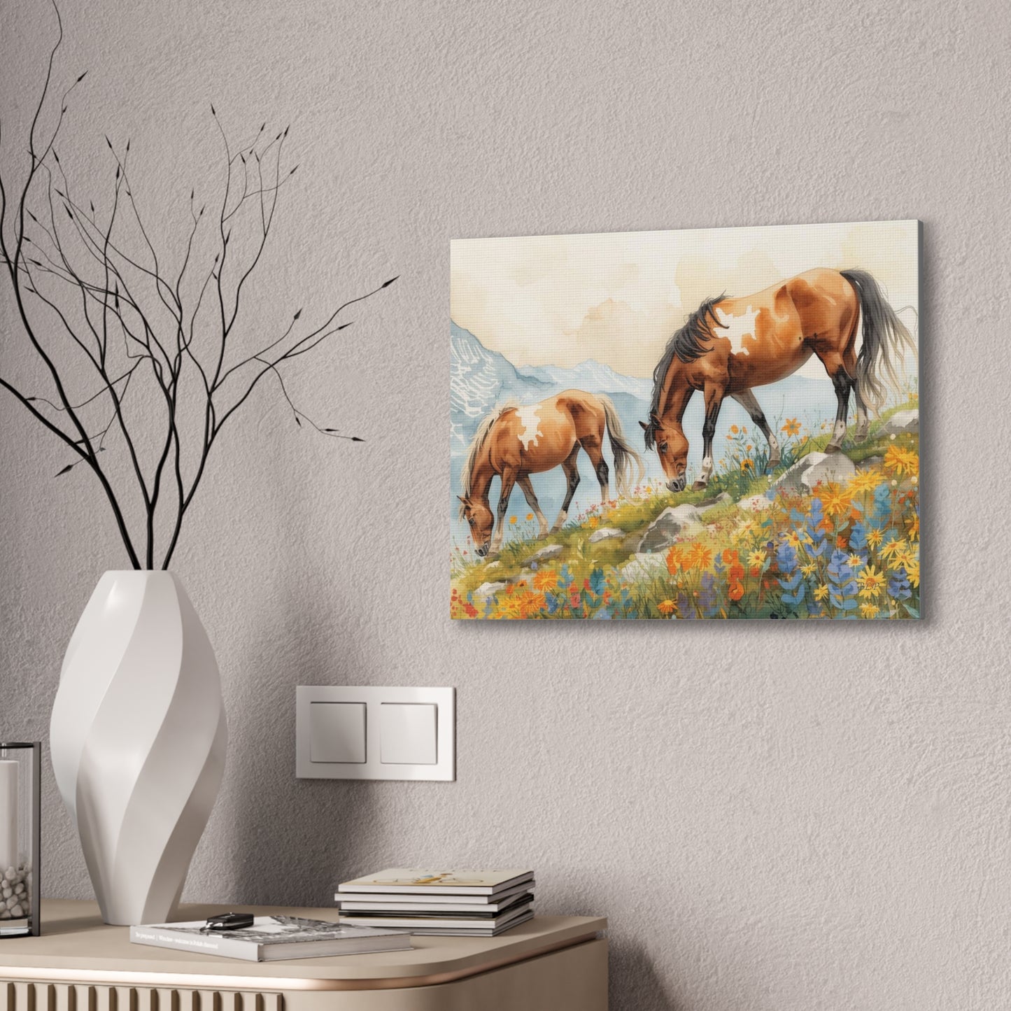 Horses Grazing - Canvas Stretched, 0.75" - Wall Art 2026 - Animals