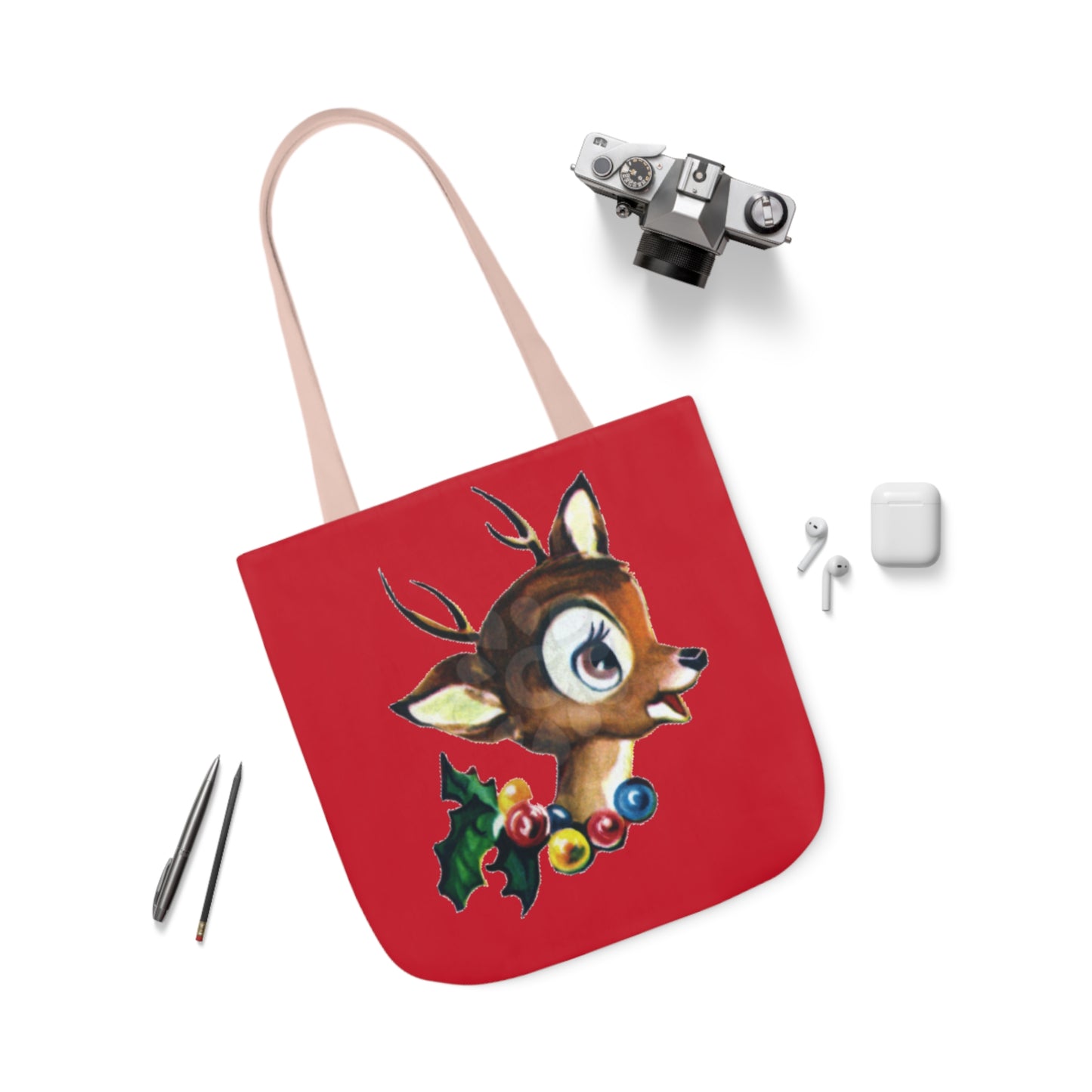 Baby Deer - Canvas Tote Bag, 5-Color Straps - Christmas