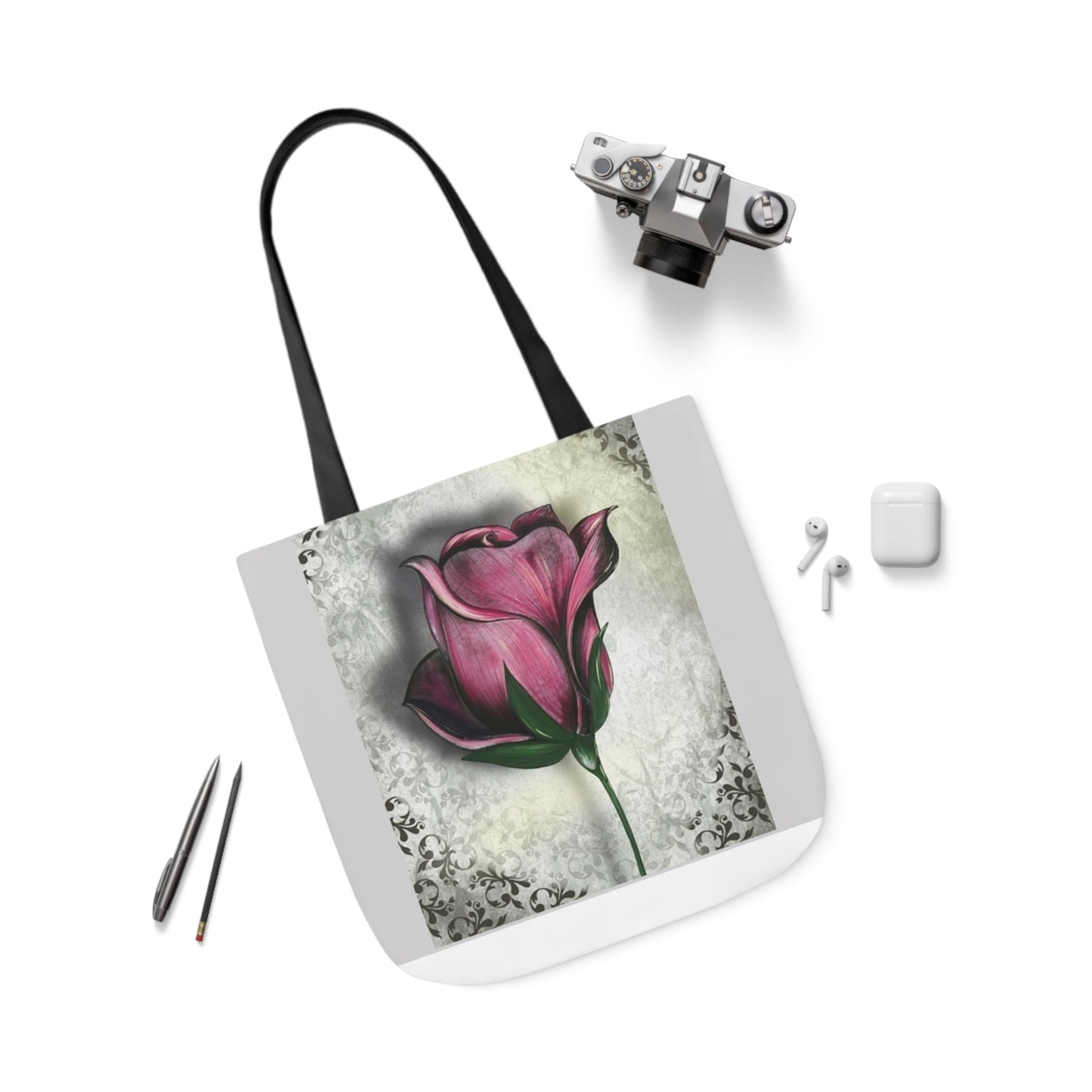 Rose - Canvas Tote Bag, 5-Color Straps