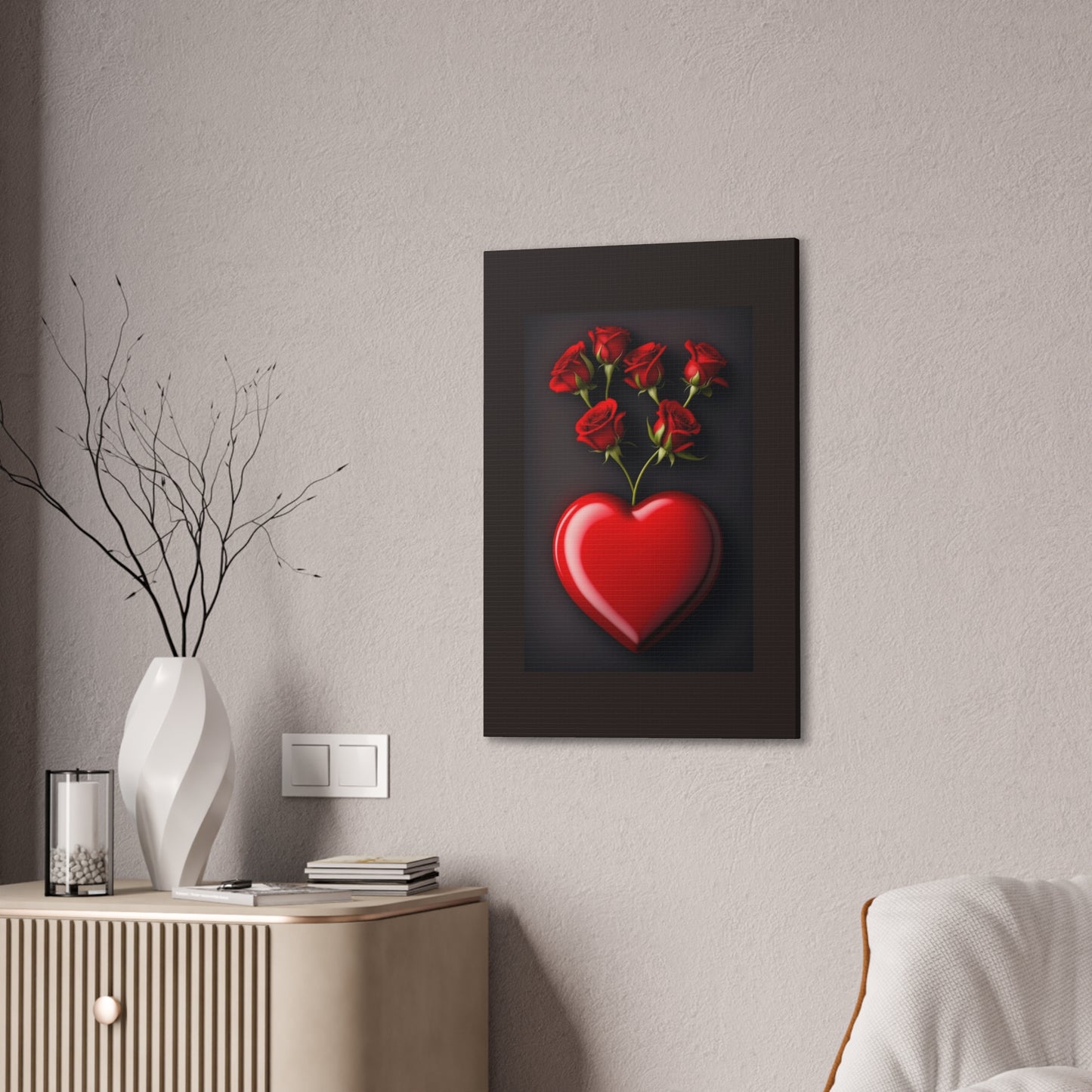 Heart and Roses - Canvas Stretched, 0.75" - Mother's Day