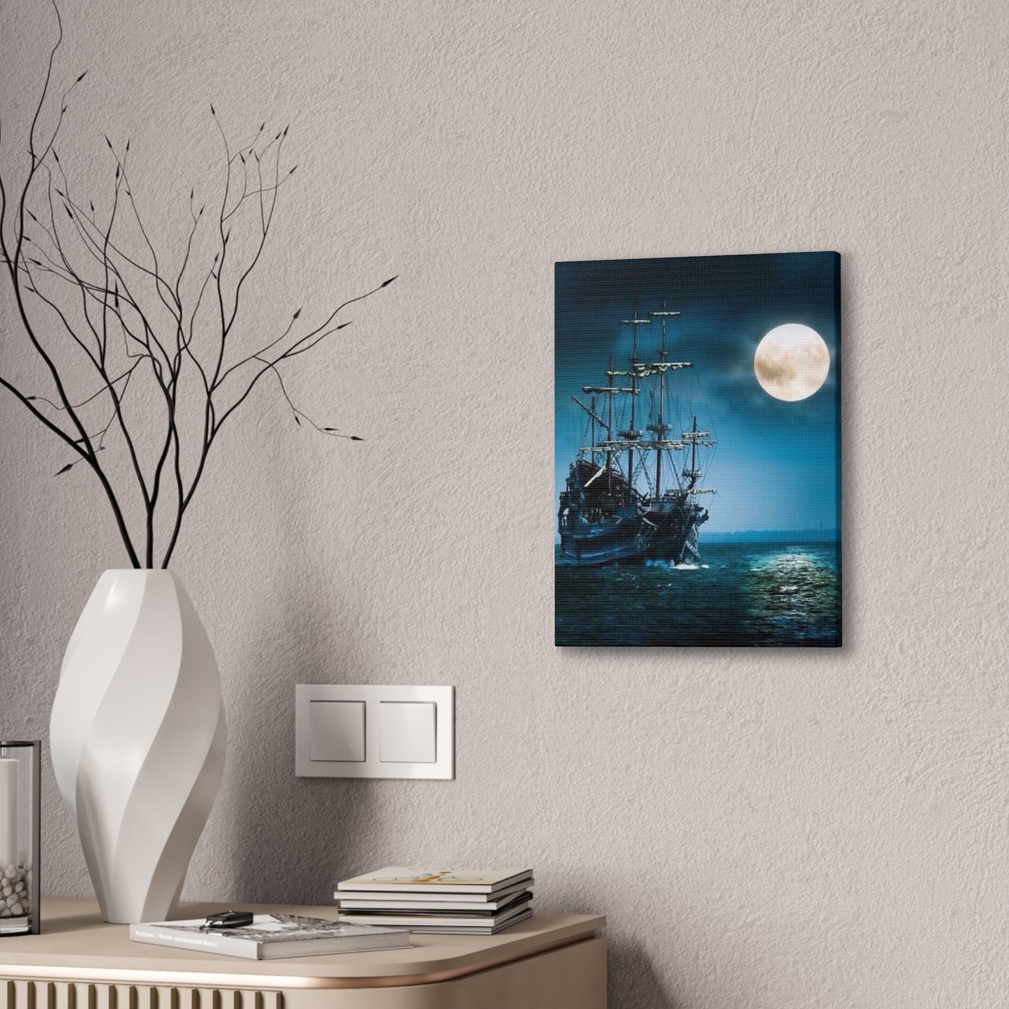 At Sea by Moonlight - Canvas Stretched, 0.75"