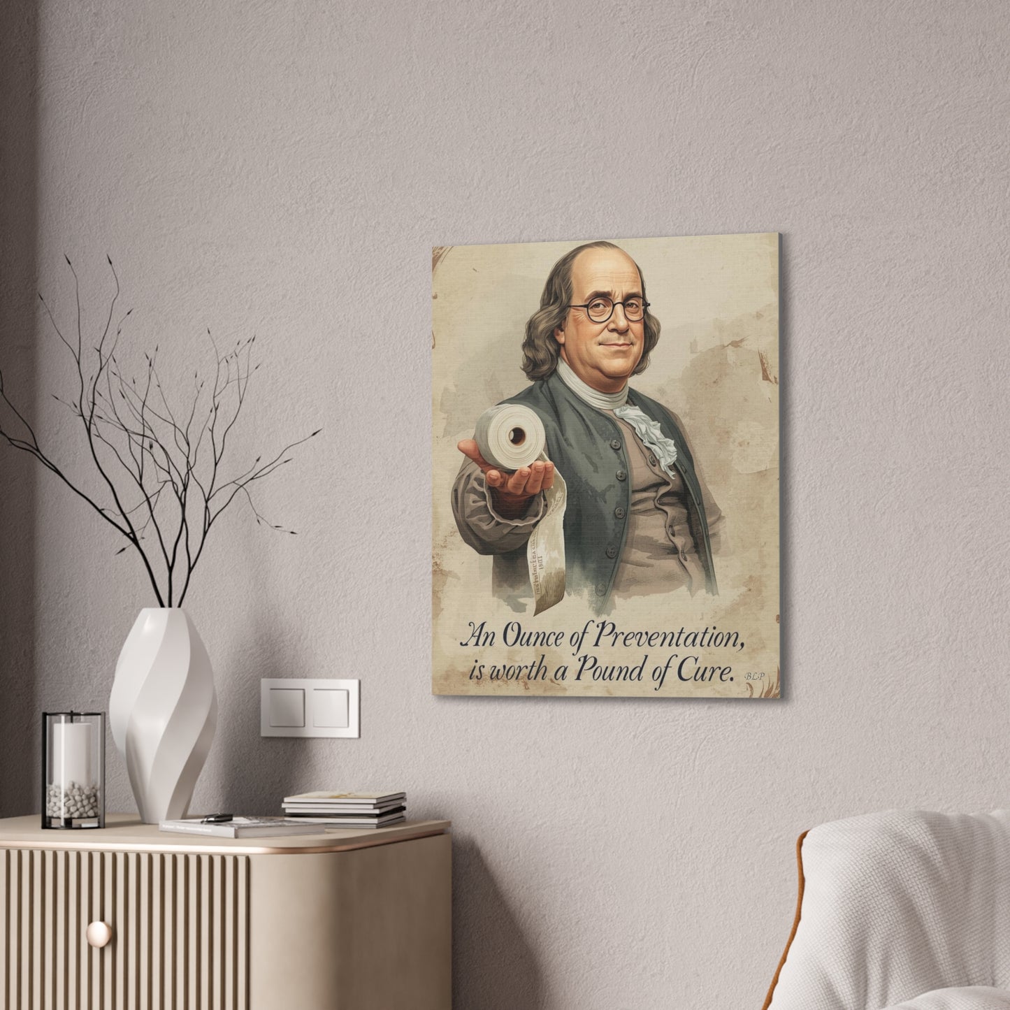 Franklin - Canvas Stretched, 0.75" - 2026 Wall Art - Bathroom Humor