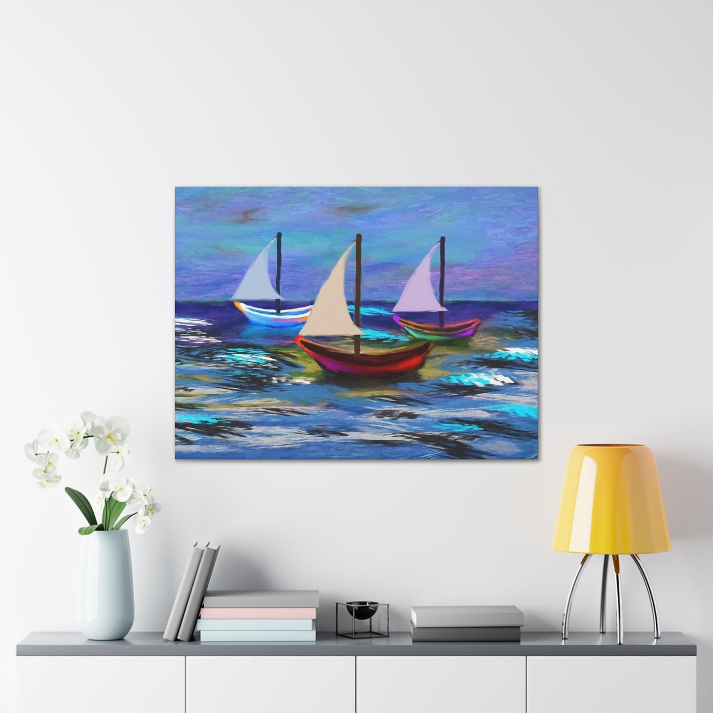 Sail Boats - Pastel _ Canvas Stretched, 0.75"