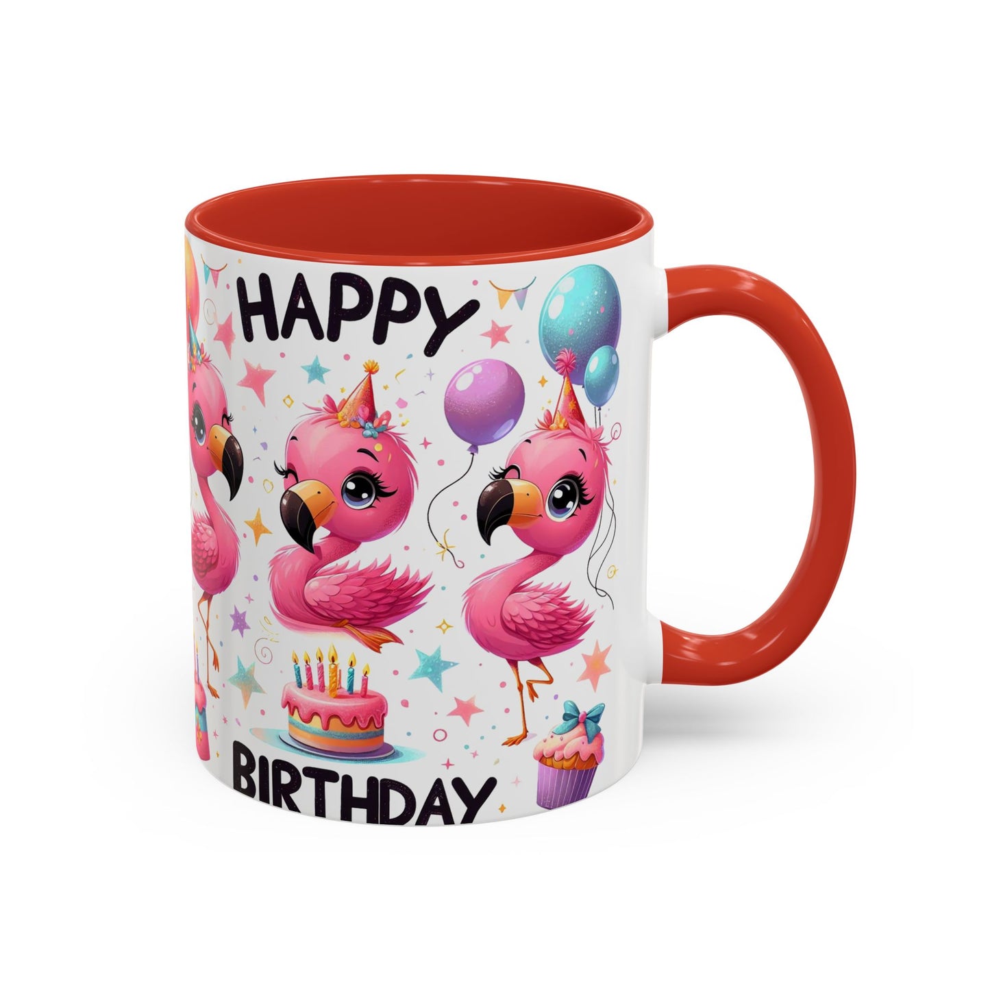 Happy Flamingo Birthday - Accent Coffee Mug (11, 15oz)