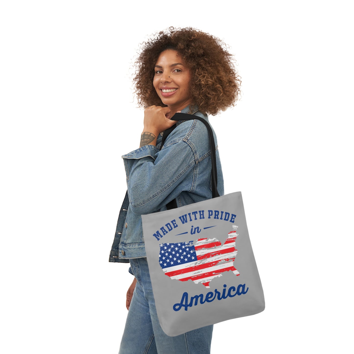 Made with Pride - Canvas Tote Bag, 5-Color Straps - Patriotic