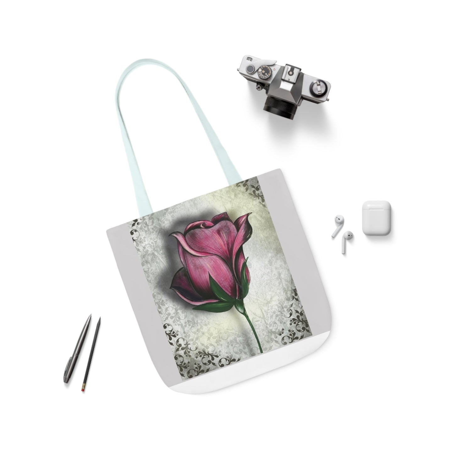 Rose - Canvas Tote Bag, 5-Color Straps