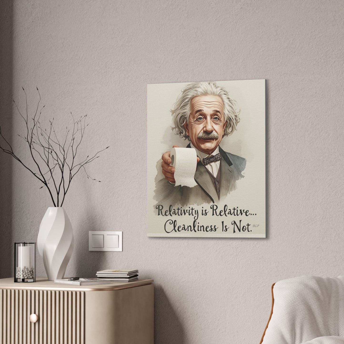 Einstein - Canvas Stretched, 0.75" - 2026 Wall Art - Bathroom Humor