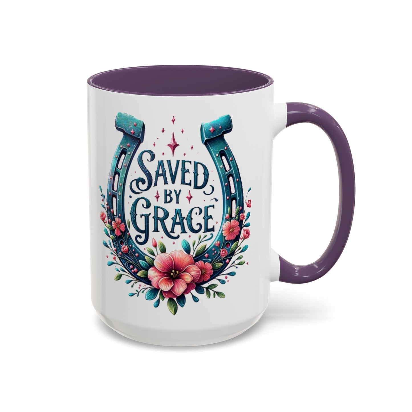 Saved by Grace - Accent Coffee Mug (11, 15oz) - Easter - Mother's Day - Father's Day