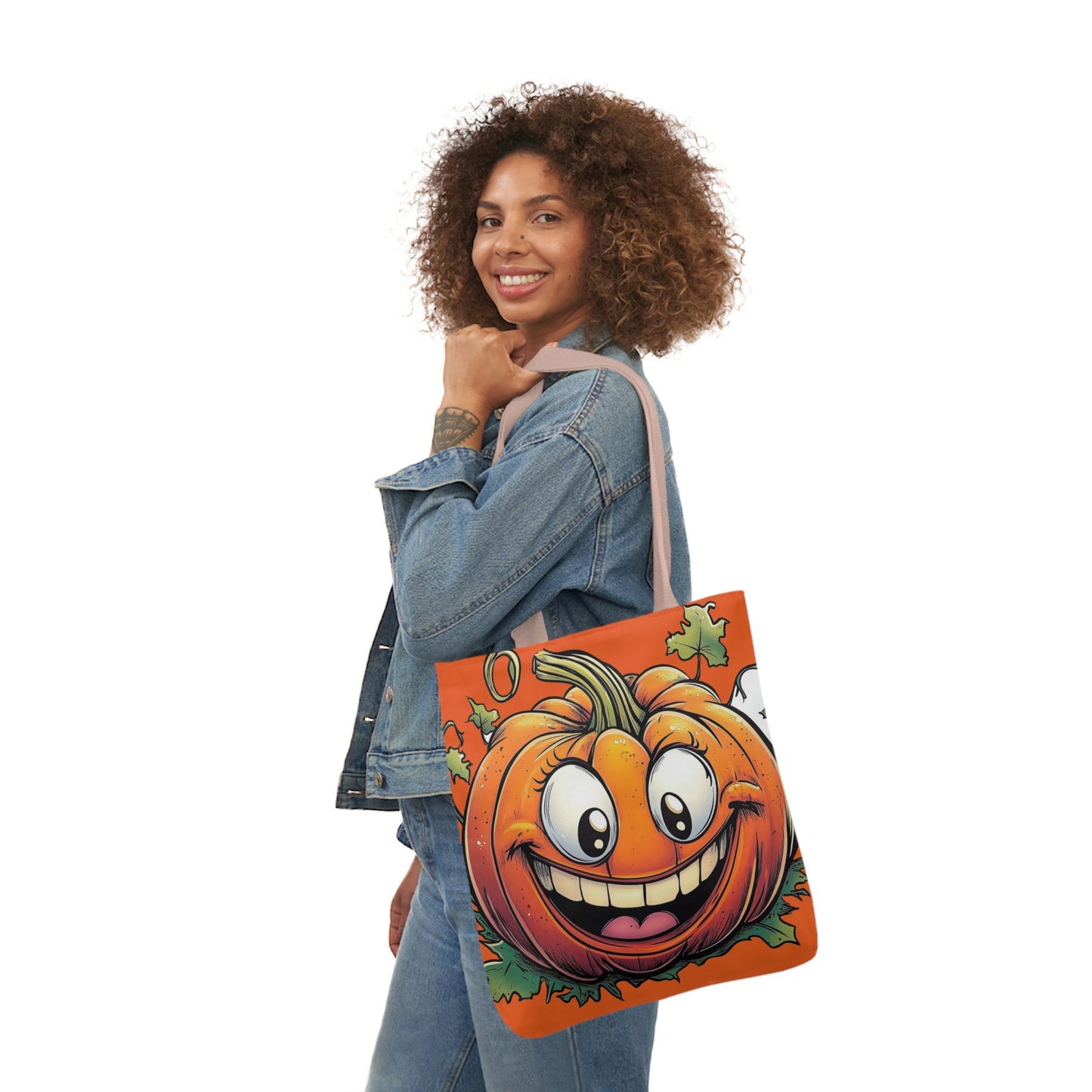 Happy Pumpkin - Canvas Tote Bag, 5-Color Straps - Halloween