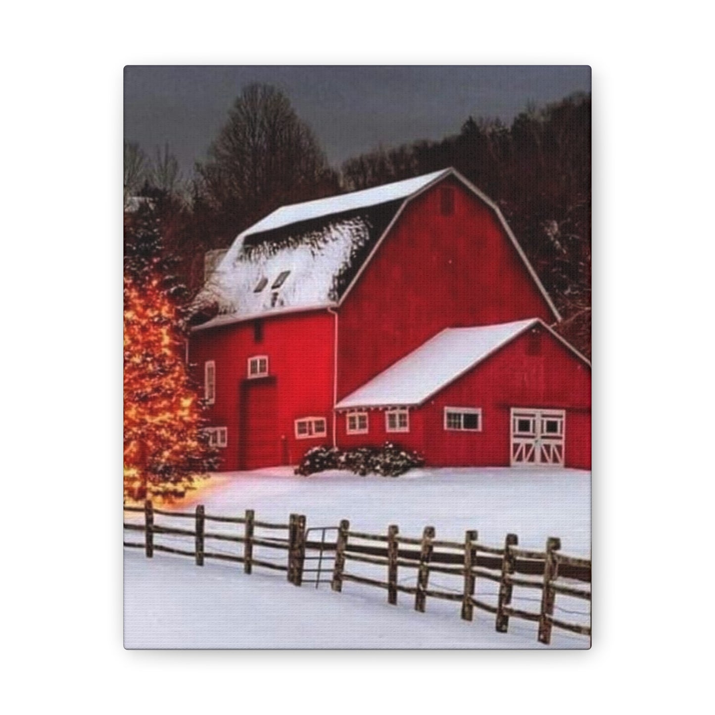 Barn in Winter - Canvas Stretched, 0.75"