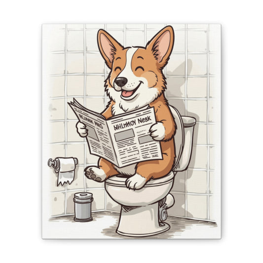 Corgi 0n the Pot - Canvas Stretched, 0.75"- Wall Art - 2026 - Bathroom Humor