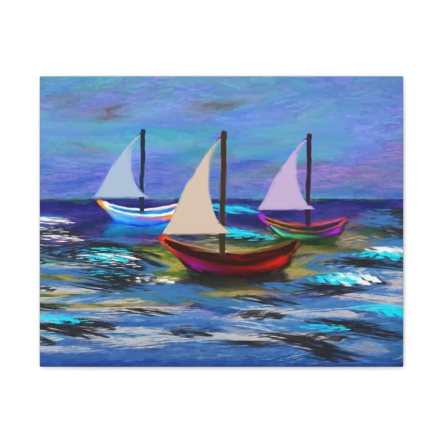 Sail Boats - Pastel _ Canvas Stretched, 0.75"