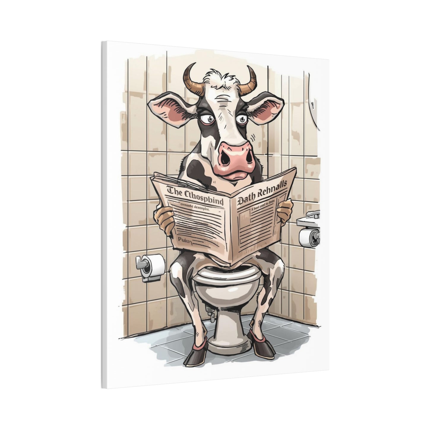 Steer in the John - Canvas Stretched, 0.75" - Wall Art 2026 - Bathroom Humor