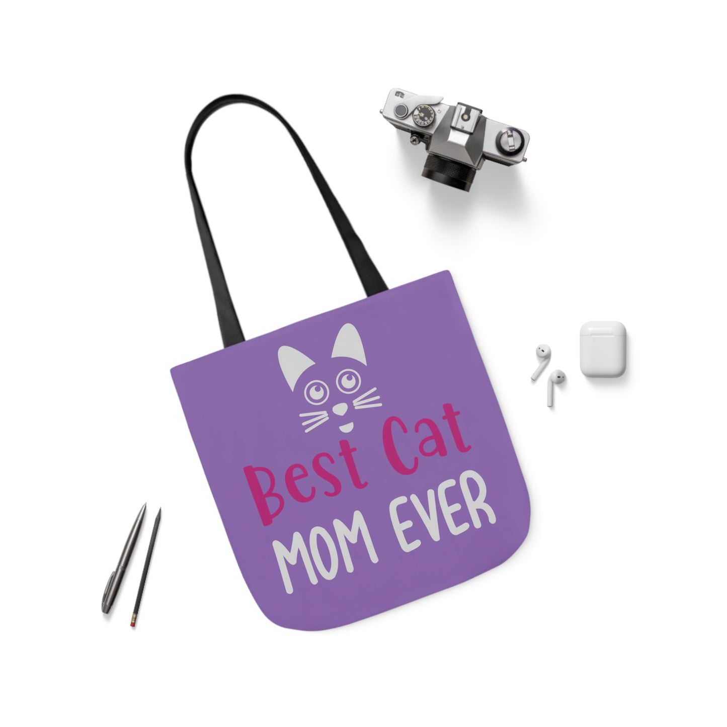 Best Cat Mom Ever - Canvas Tote Bag, 5-Color Straps - Mother's Day