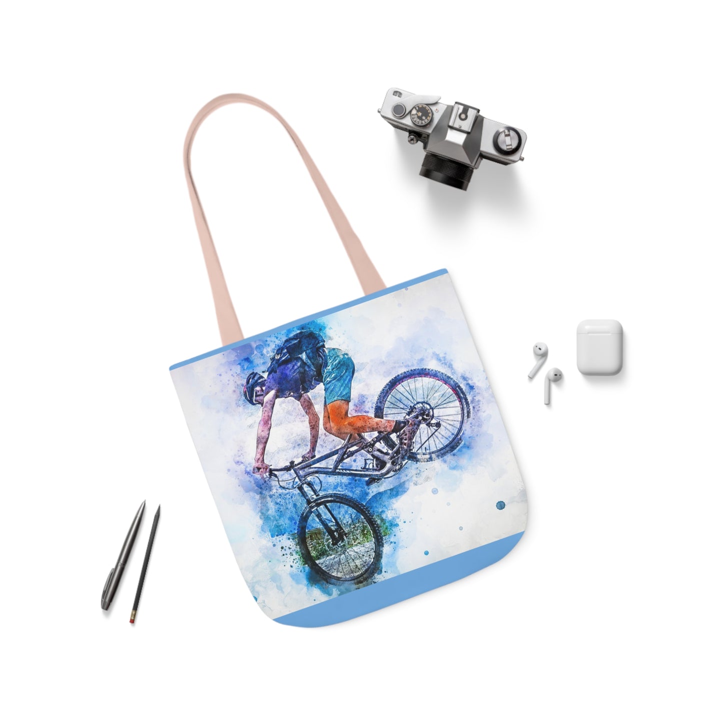 Mountain Bike - Canvas Tote Bag, 5-Color Straps