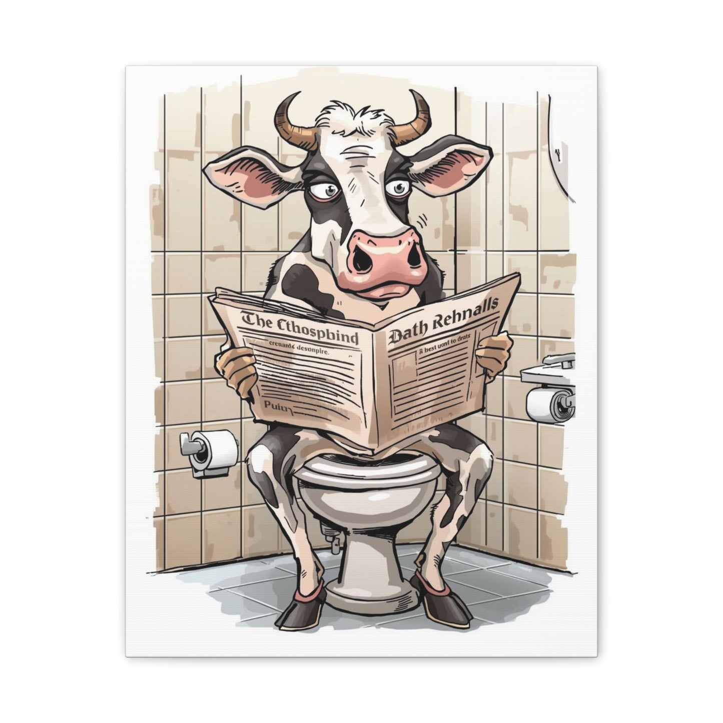 Steer in the John - Canvas Stretched, 0.75" - Wall Art 2026 - Bathroom Humor