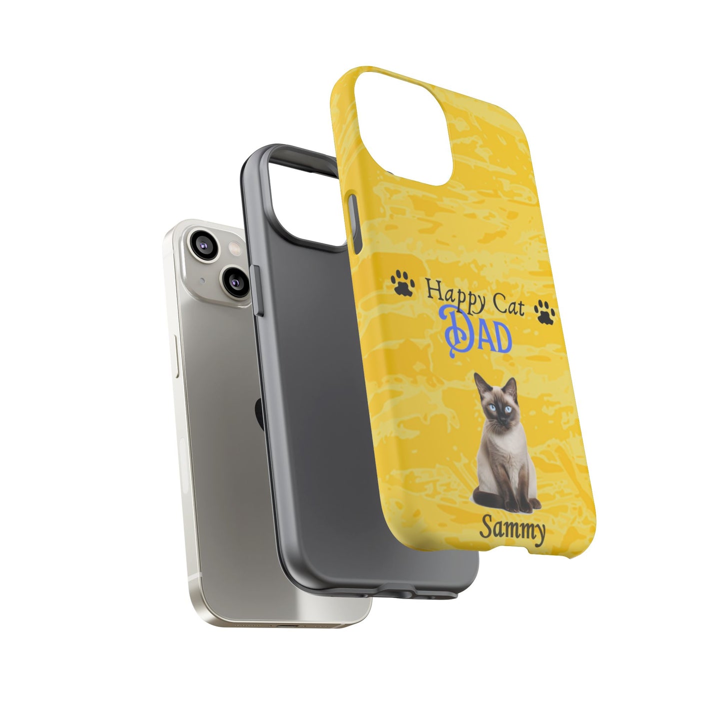 Happy Cat Dad - Personalized - Whimsical Phone Cases - Father's Day