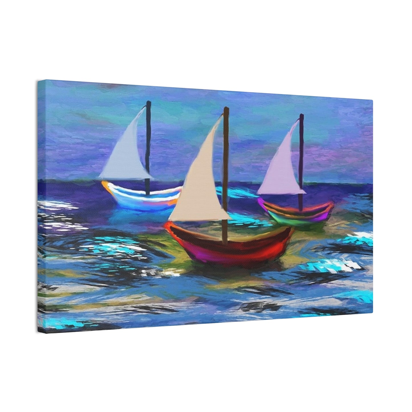 Sail Boats - Pastel _ Canvas Stretched, 0.75"