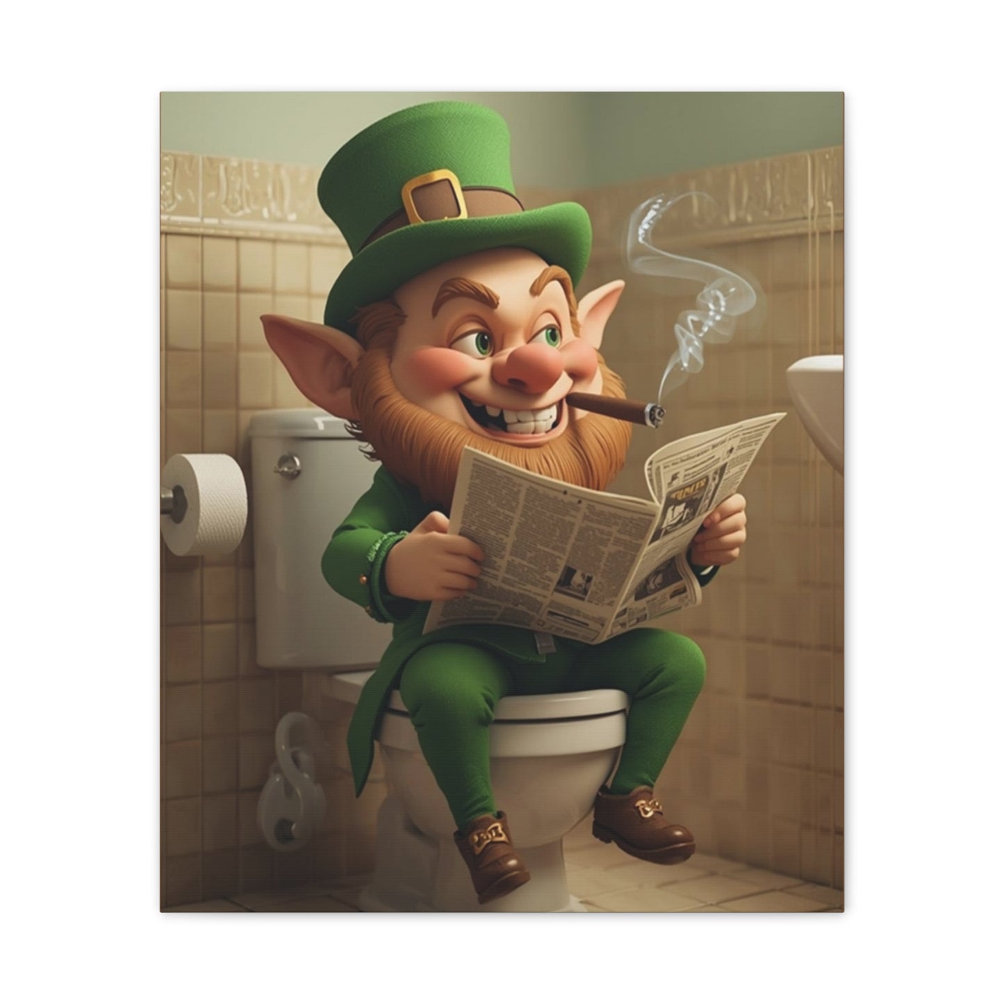 Leprechaun - Canvas Stretched, 0.75" - Wall art 2026 - Bathroom Humor
