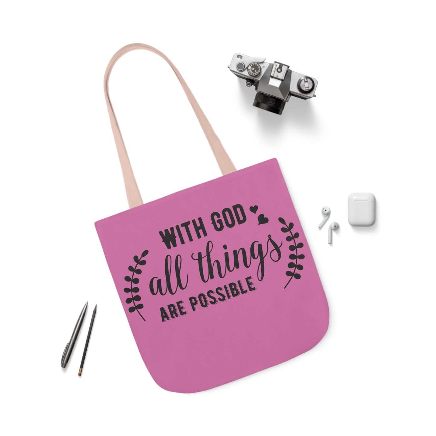 With God - Canvas Tote Bag, 5-Color Straps