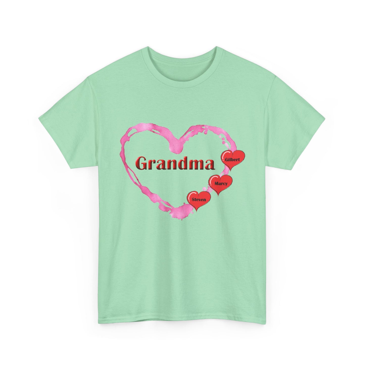 Grandma Love - Personalized - Unisex Heavy Cotton T-Shirt Mother's Day