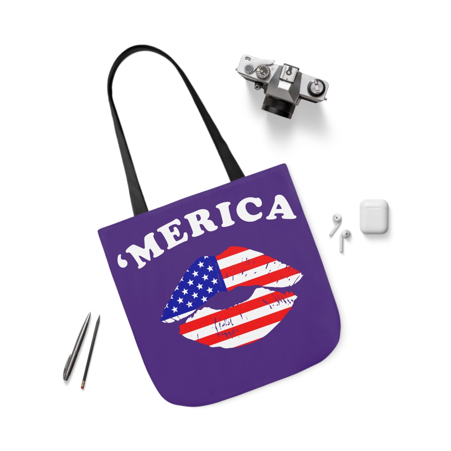 America - Canvas Tote Bag, 5-Color Straps