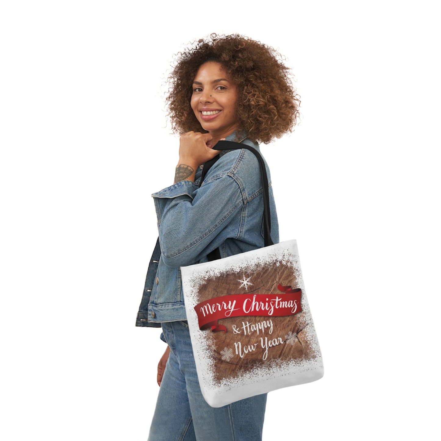 Merry Christmas -Canvas Tote Bag, 5-Color Straps - Christmas