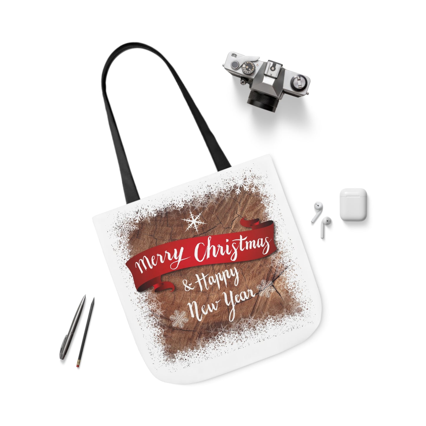 Merry Christmas -Canvas Tote Bag, 5-Color Straps - Christmas