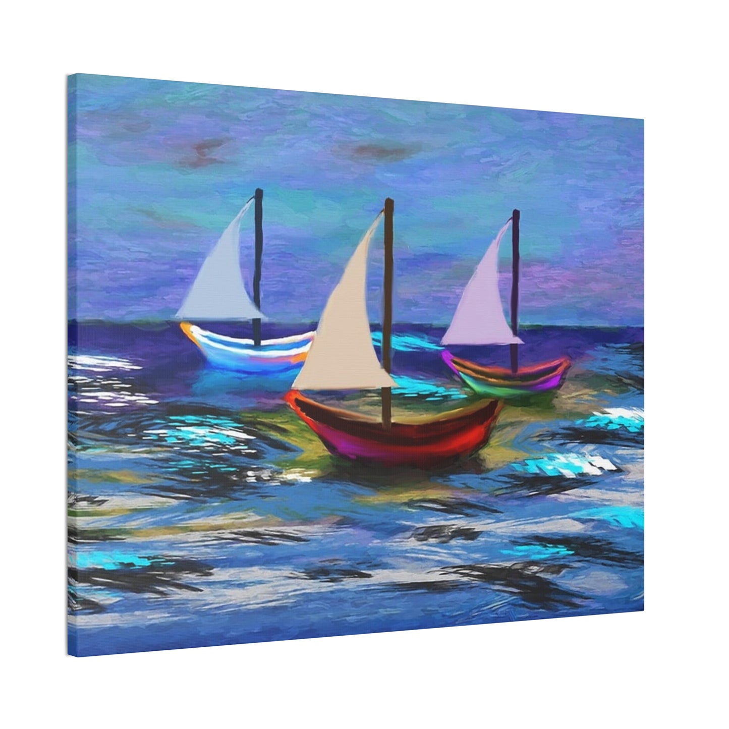 Sail Boats - Pastel _ Canvas Stretched, 0.75"