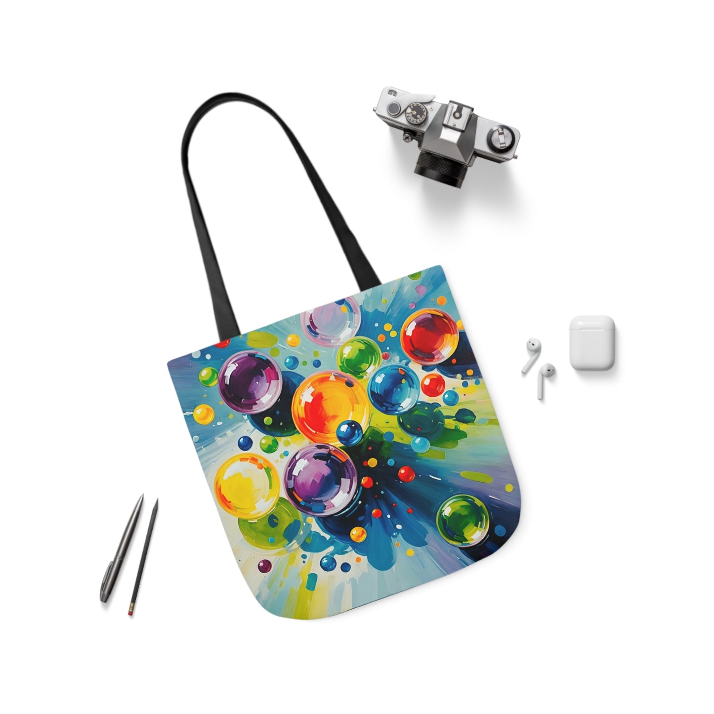 Colored Balls - Canvas Tote Bag, 5-Color Straps