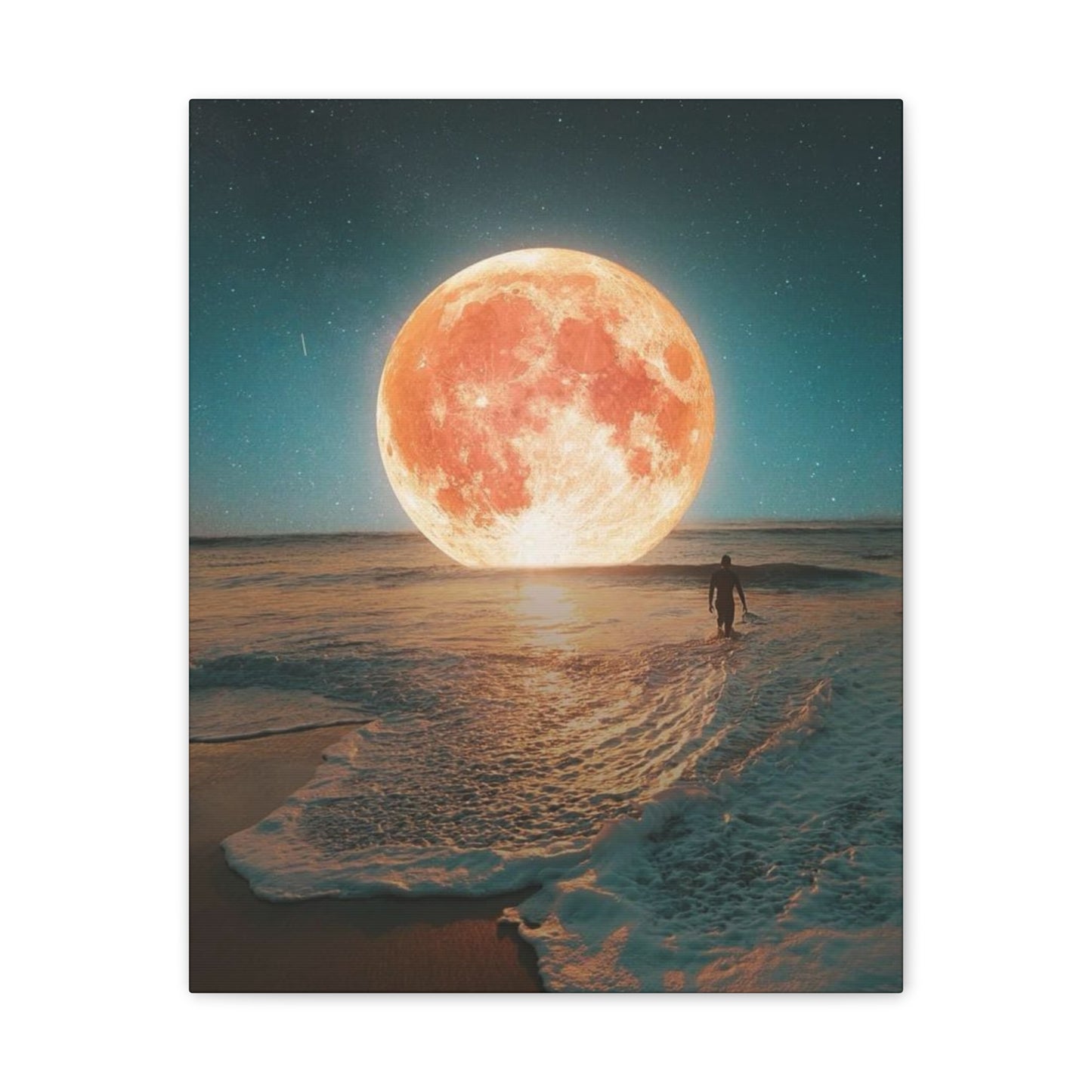 Moon on the water - Canvas Stretched, 0.75"