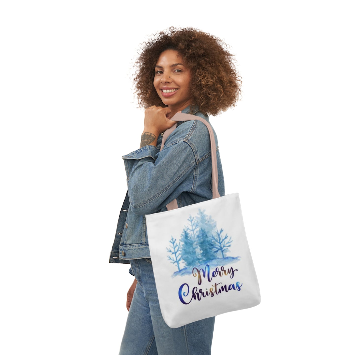 Merry Christmas - Canvas Tote Bag, 5-Color Straps - Christmas