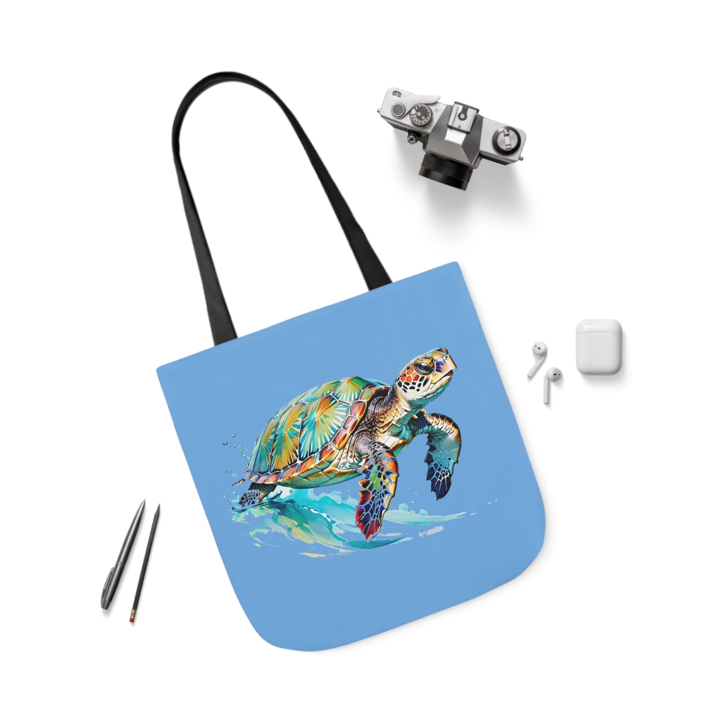 Turtle - Canvas Tote Bag, 5-Color Straps