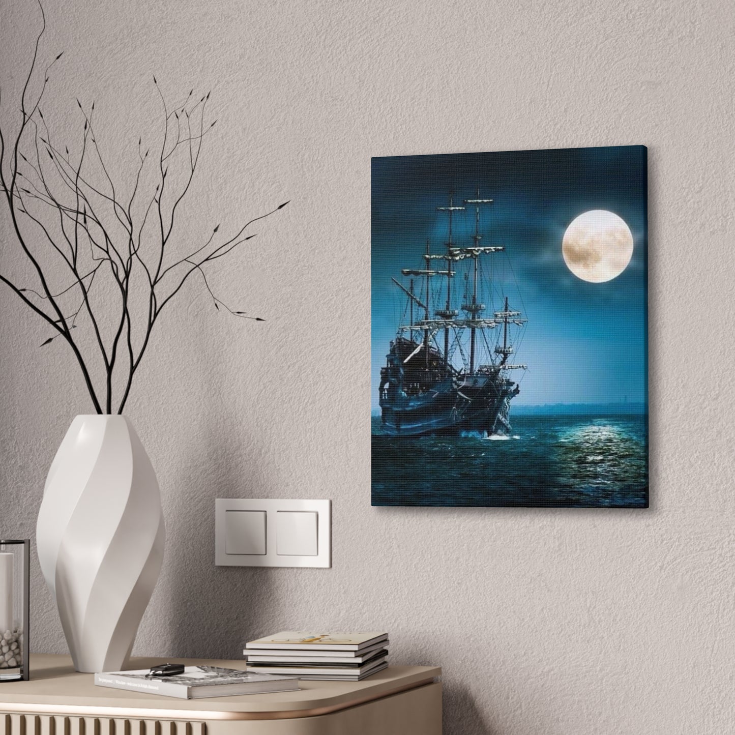 At Sea by Moonlight - Canvas Stretched, 0.75"